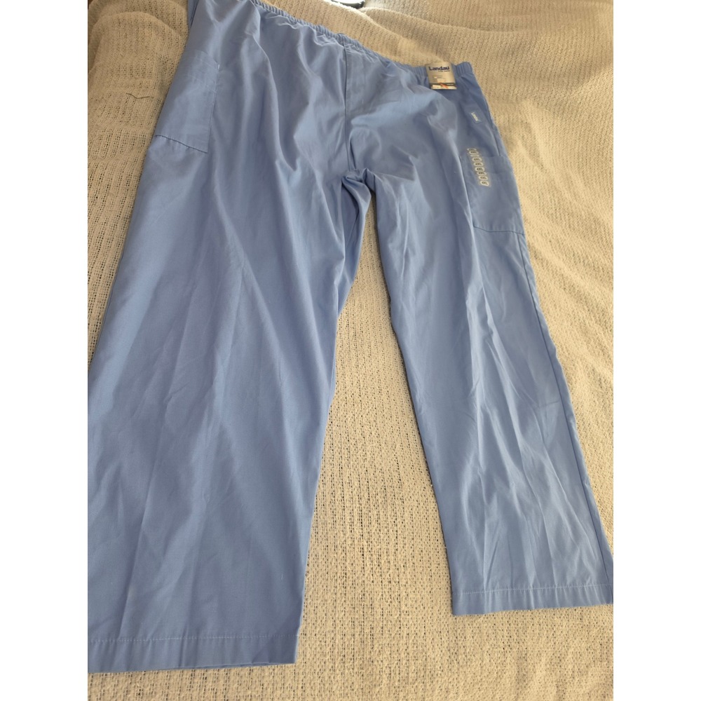 Landau For Men Scrub Pants Light Blue Cargo Elastic Waist 4XL New With Tags